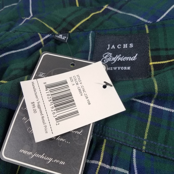 Jachs Girlfriend Plaid Green Shirt Dress - Picture 4 of 6